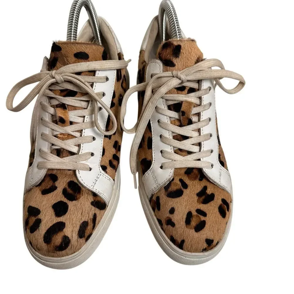 Myra Bag Sz 7.5 38 Leopard Hairon Leather Platform‎ Sneakers